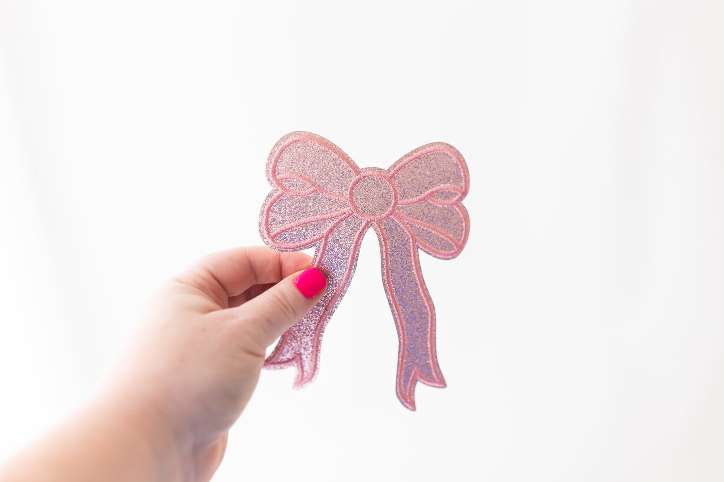 GLITTER BOW LIGHT PINK SMALL